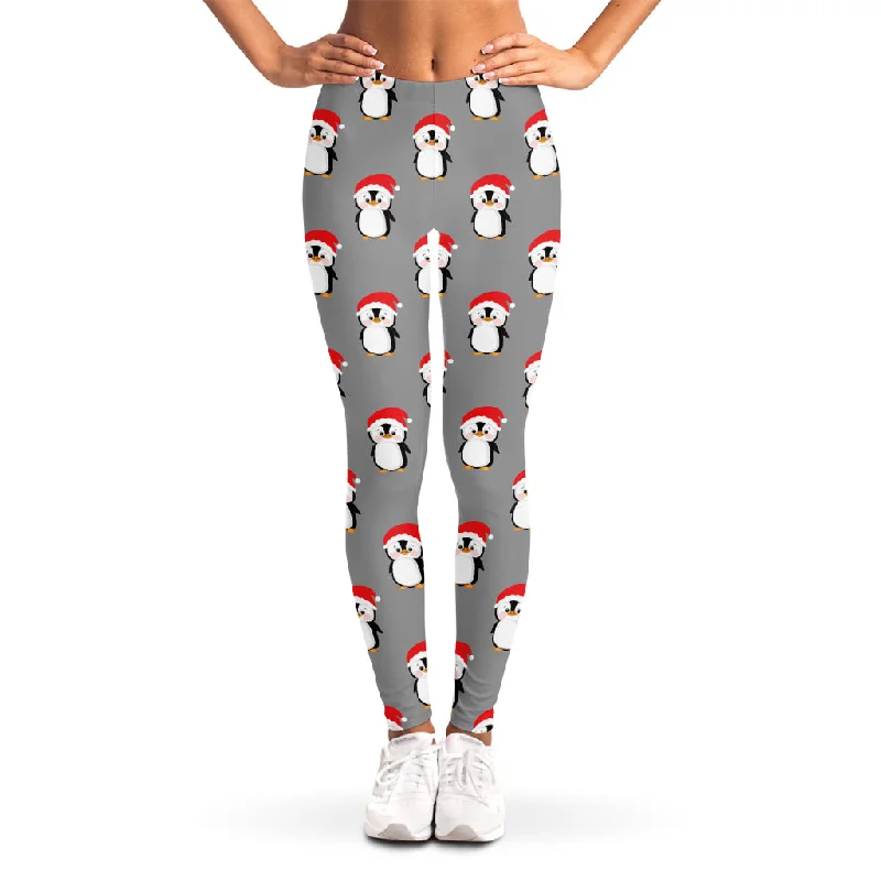 Christmas Santa Penguin Pattern Print Women's Leggings