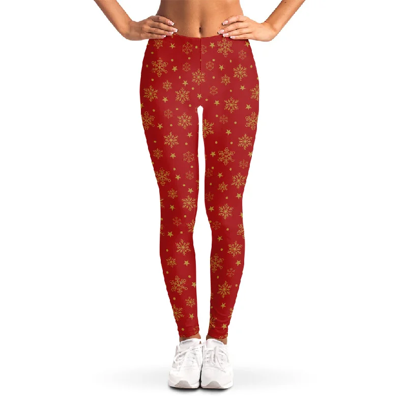 Christmas Snowflakes And Stars Print Women's Leggings