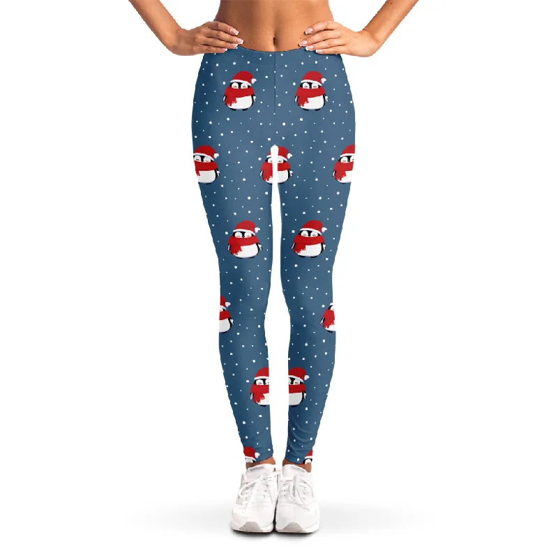 Christmas Snowy Penguin Pattern Print Women's Leggings