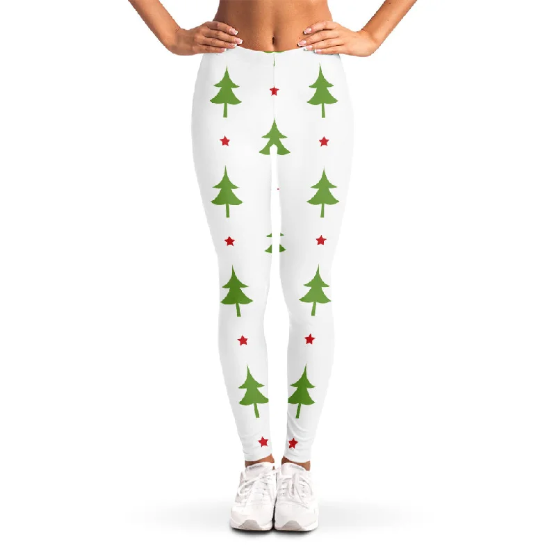 Christmas Tree And Star Pattern Print Women's Leggings