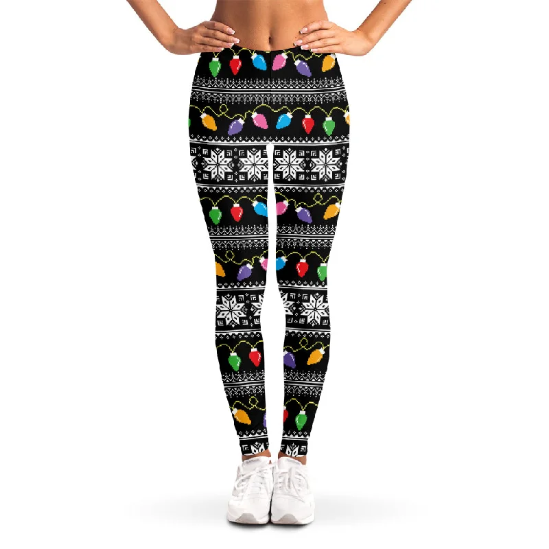 Christmas Tree Lights Print Women's Leggings