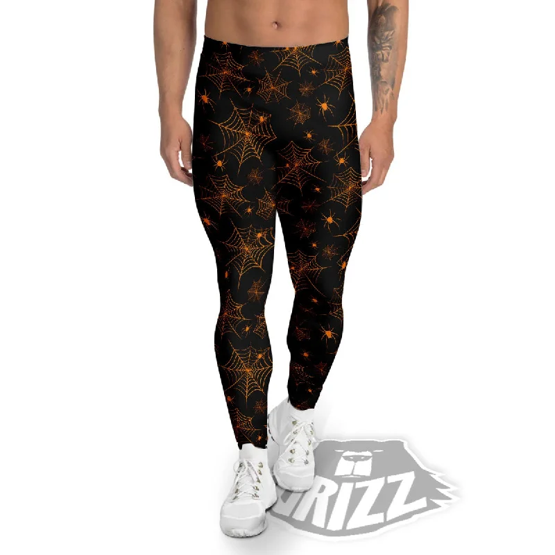Special Discount Cobweb Halloween Print Pattern Men's Leggings