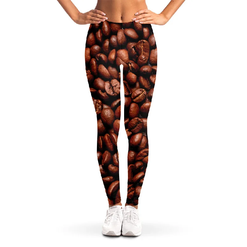 Coffee Beans Print Women's Leggings