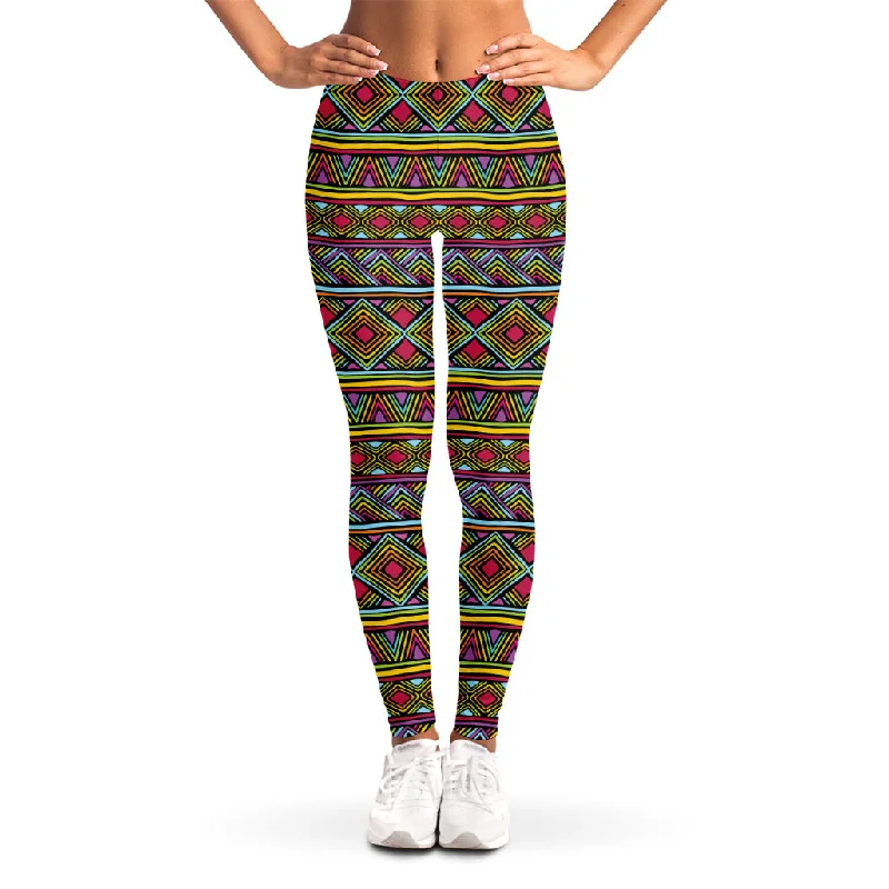 Colorful African Inspired Pattern Print Women's Leggings