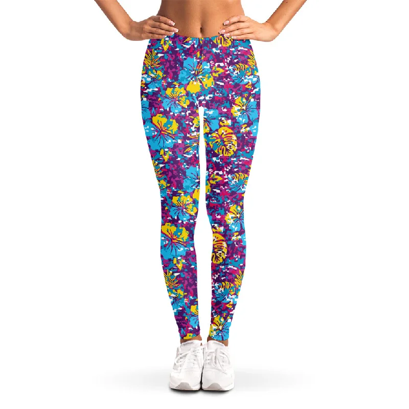 Colorful Aloha Camouflage Flower Print Women's Leggings