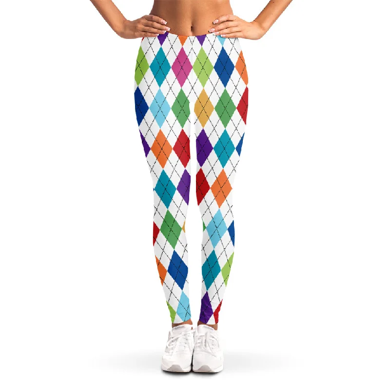 Colorful Argyle Pattern Print Women's Leggings