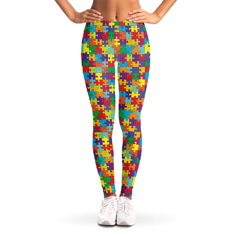 Colorful Autism Awareness Puzzle Print Women's Leggings