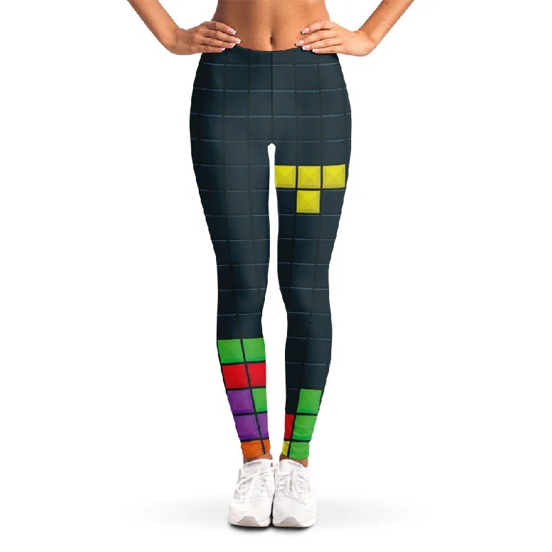 Colorful Block Puzzle Video Game Print Women's Leggings