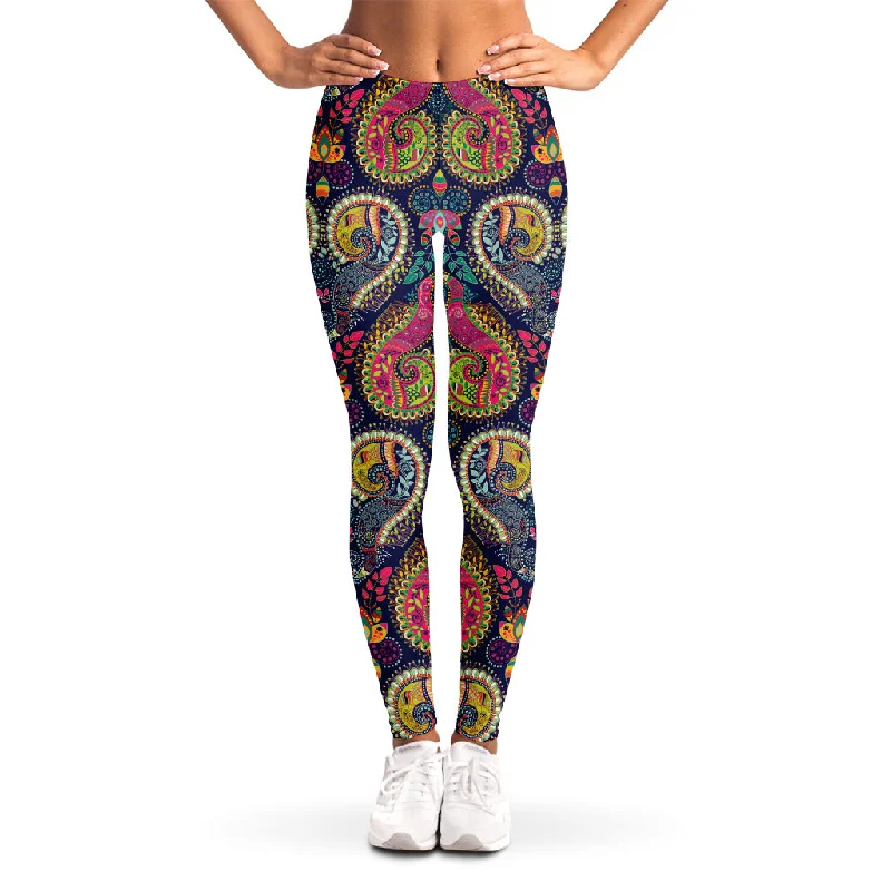 Colorful Boho Paisley Pattern Print Women's Leggings