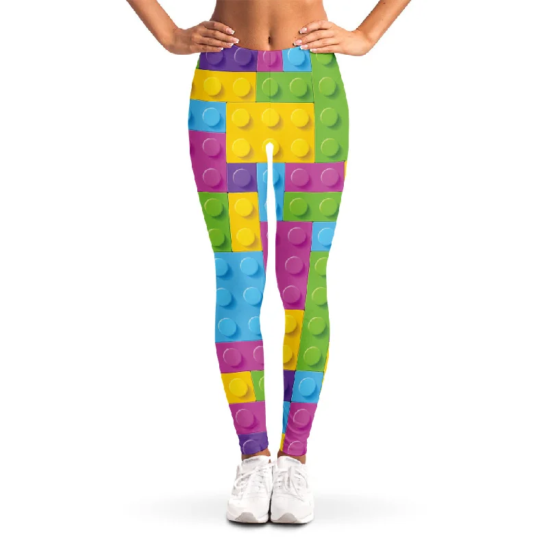 Colorful Building Blocks Pattern Print Women's Leggings