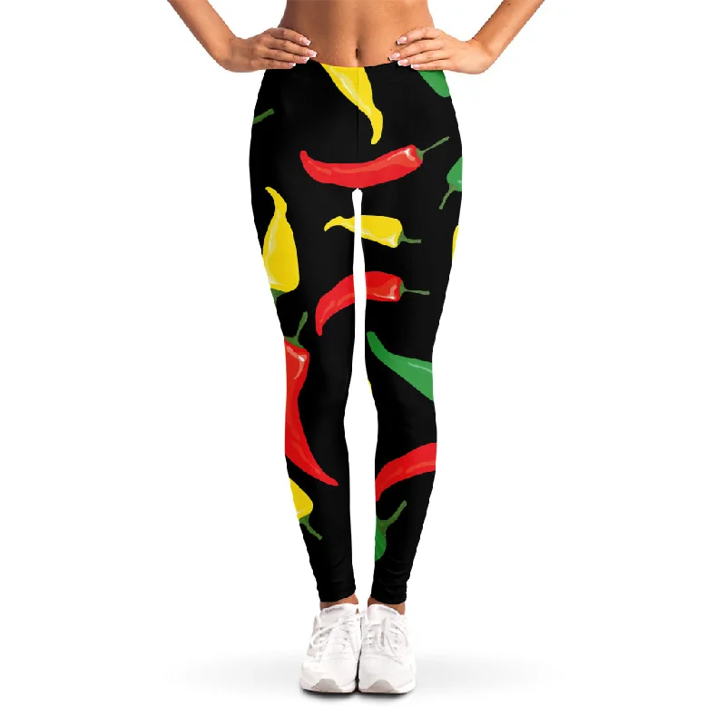 Colorful Chili Peppers Pattern Print Women's Leggings