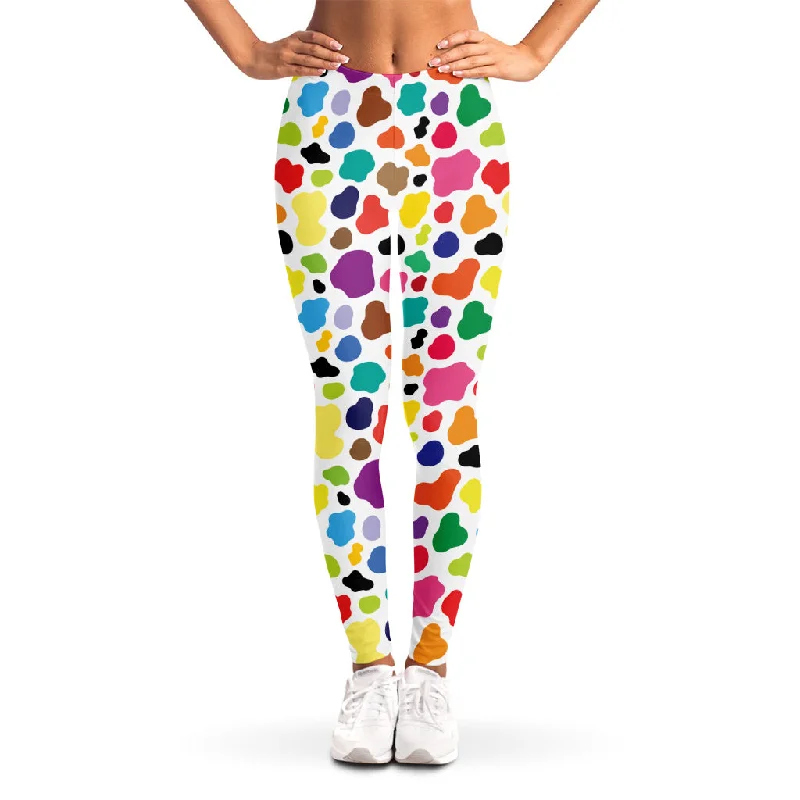 Colorful Cow Pattern Print Women's Leggings