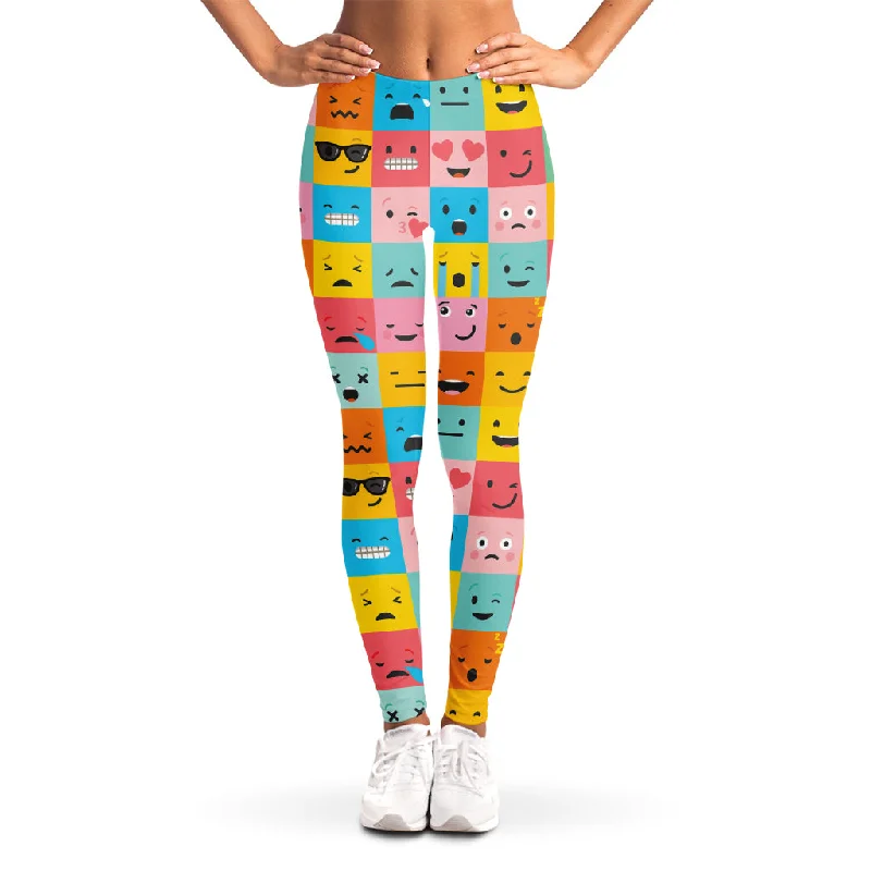 Colorful Emoji Pattern Print Women's Leggings