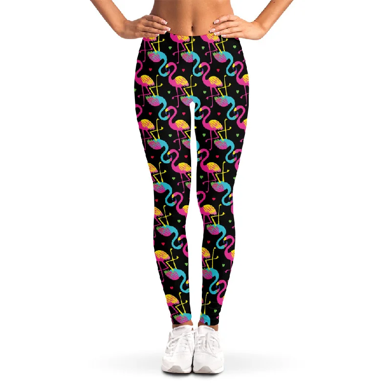 Colorful Flamingo Pattern Print Women's Leggings