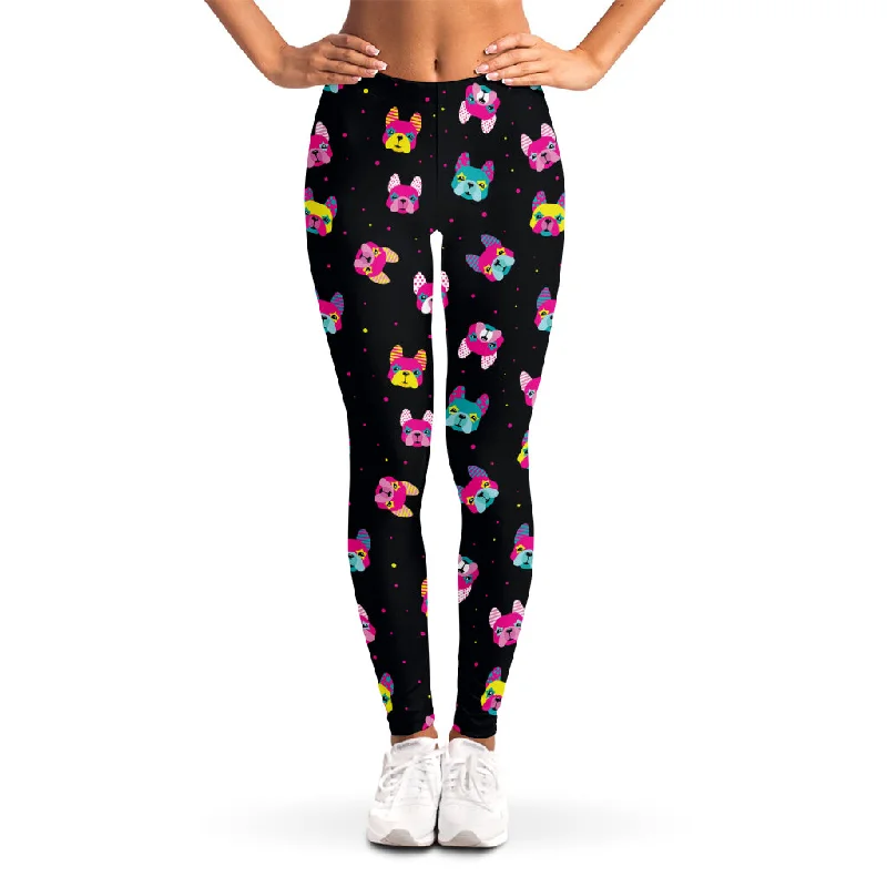 Colorful French Bulldog Print Women's Leggings