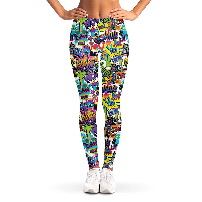 Colorful Graffiti Pattern Print Women's Leggings