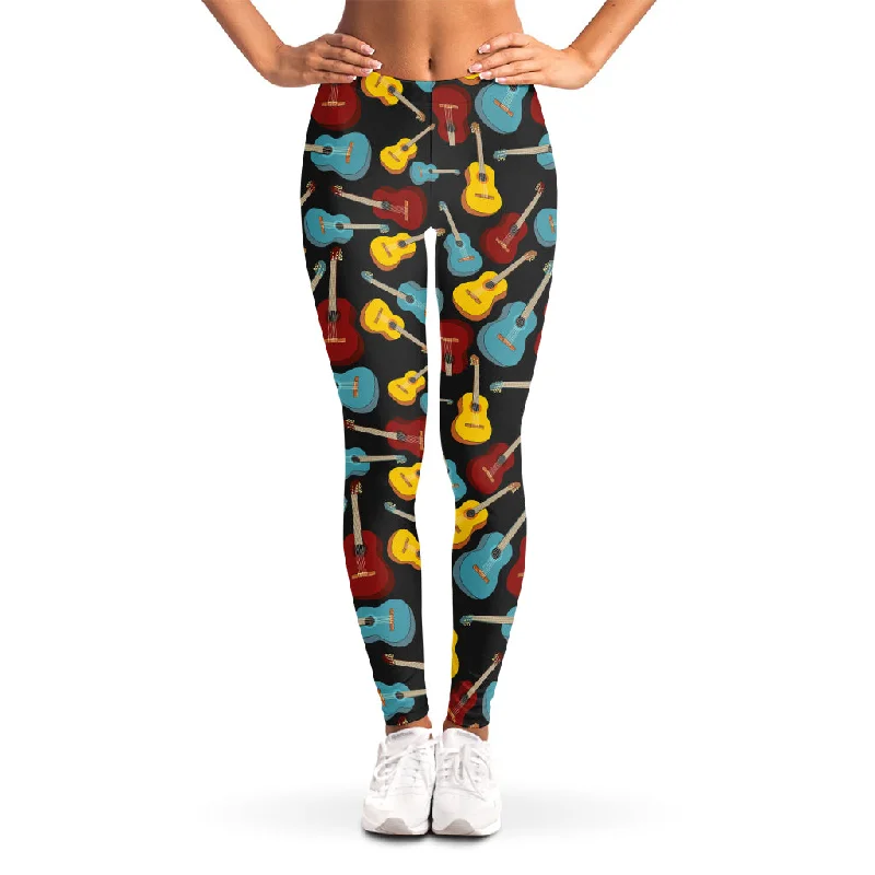 Colorful Guitar Pattern Print Women's Leggings