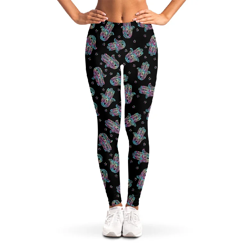 Colorful Hamsa Hand Print Women's Leggings