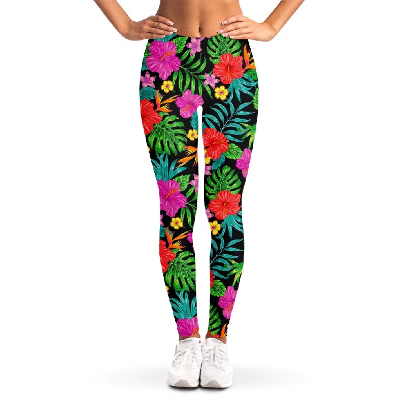 Flash Deals Colorful Hibiscus Flowers Pattern Print Women's Leggings