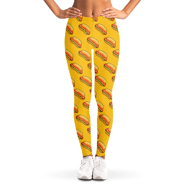 Colorful Hot Dog Pattern Print Women's Leggings