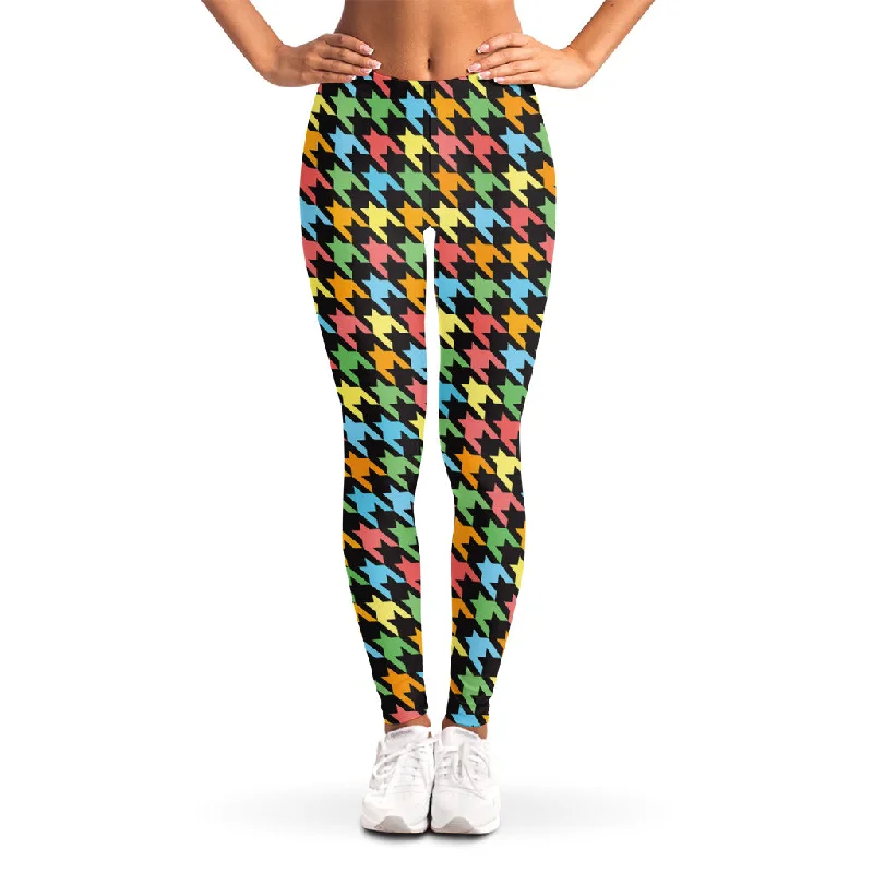 Colorful Houndstooth Print Women's Leggings