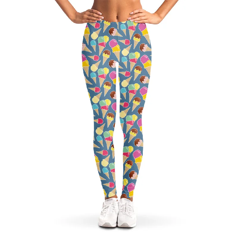 Colorful Ice Cream Pattern Print Women's Leggings