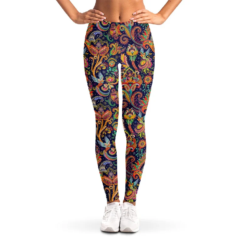 Colorful Indian Paisley Pattern Print Women's Leggings