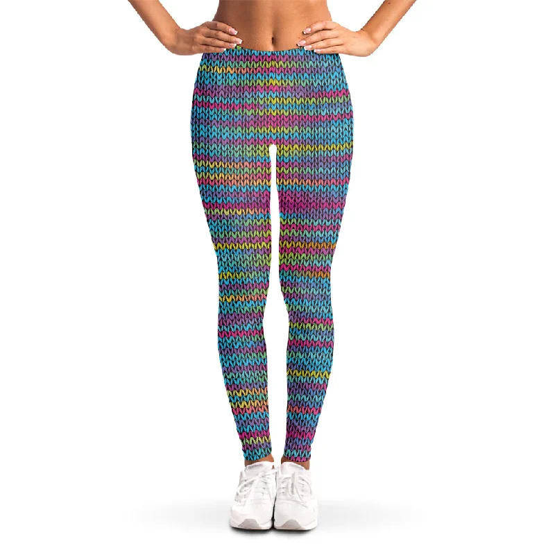 Colorful Knitted Pattern Print Women's Leggings