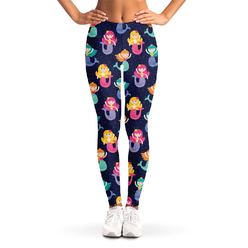 Colorful Mermaid Pattern Print Women's Leggings