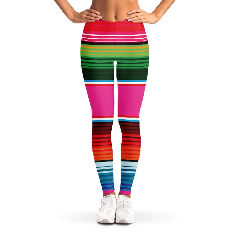 Colorful Mexican Blanket Stripe Print Women's Leggings