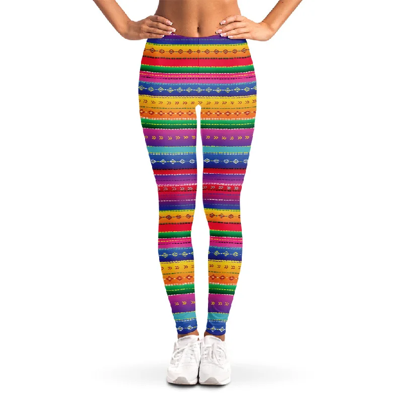 Colorful Mexican Serape Pattern Print Women's Leggings