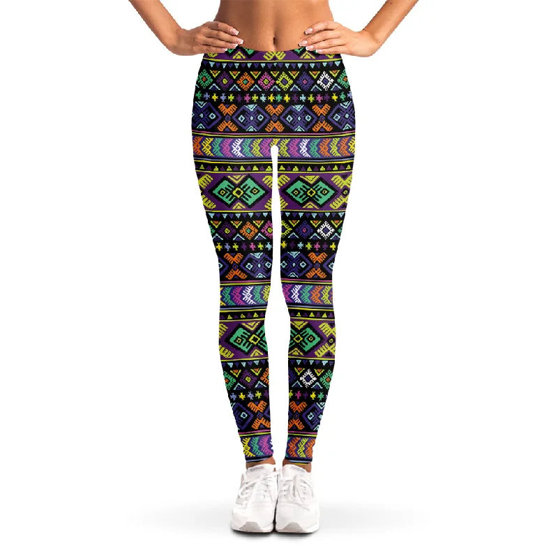 Colorful Native Navajo Tribal Print Women's Leggings