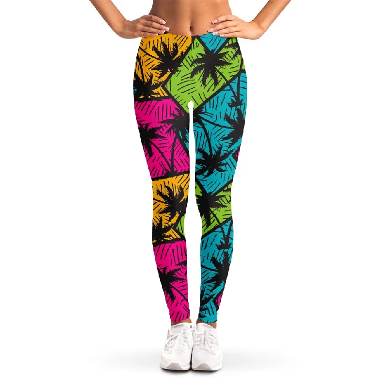 YEAR-End Sale Colorful Palm Tree Pattern Print Women's Leggings