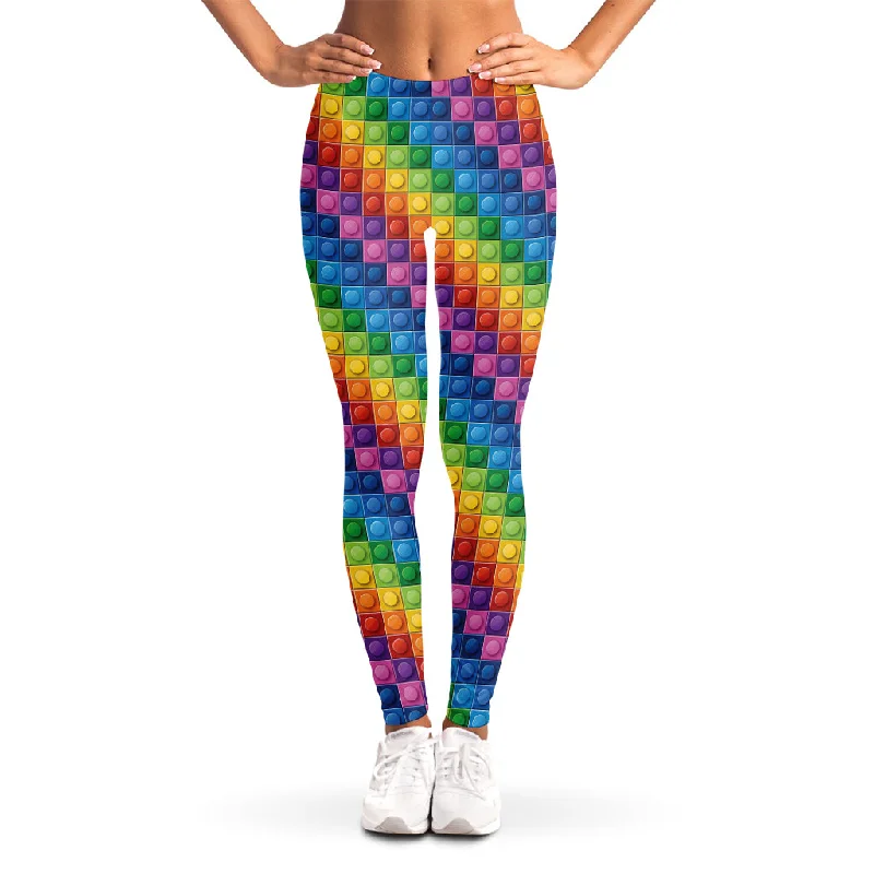 Colorful Plastic Building Blocks Print Women's Leggings