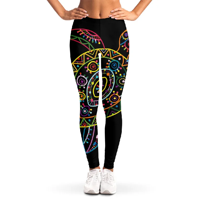 Colorful Sea Turtle Print Women's Leggings