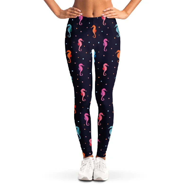 Colorful Seahorse Pattern Print Women's Leggings