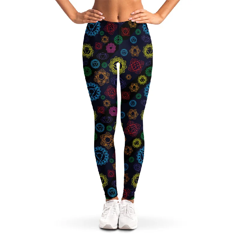 Colorful Seven Chakras Pattern Print Women's Leggings