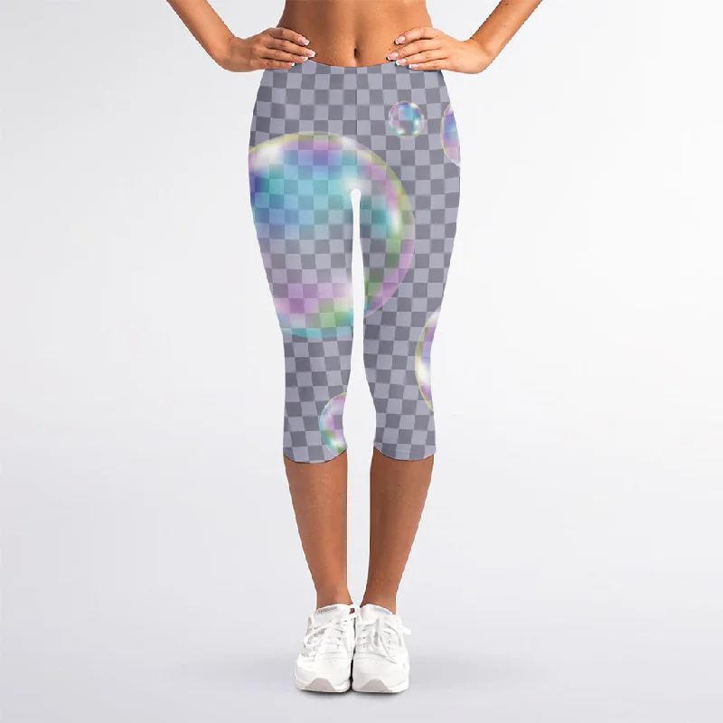 Colorful Soap Bubble Print Women's Capri Leggings