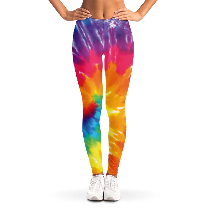 Colorful Spiral Tie Dye Print Women's Leggings