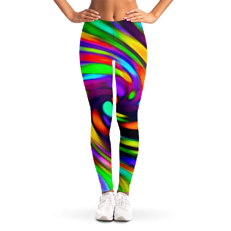 Take Advantage Colorful Spiral Trippy Print Women's Leggings