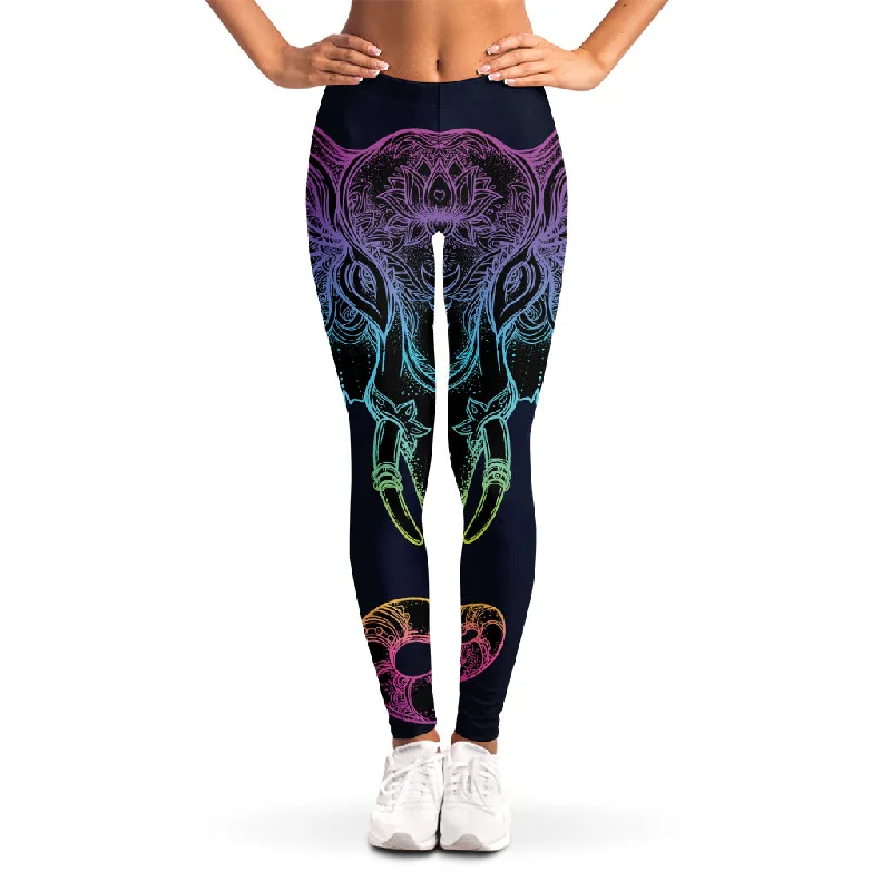 Colorful Spiritual Elephant Print Women's Leggings