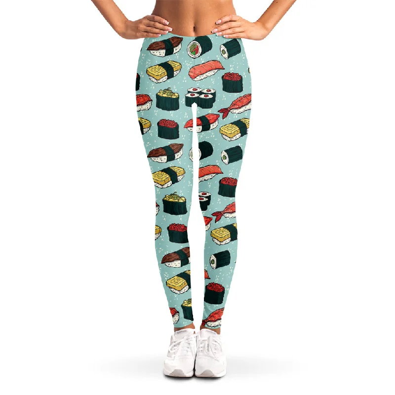 Colorful Sushi And Rolls Pattern Print Women's Leggings