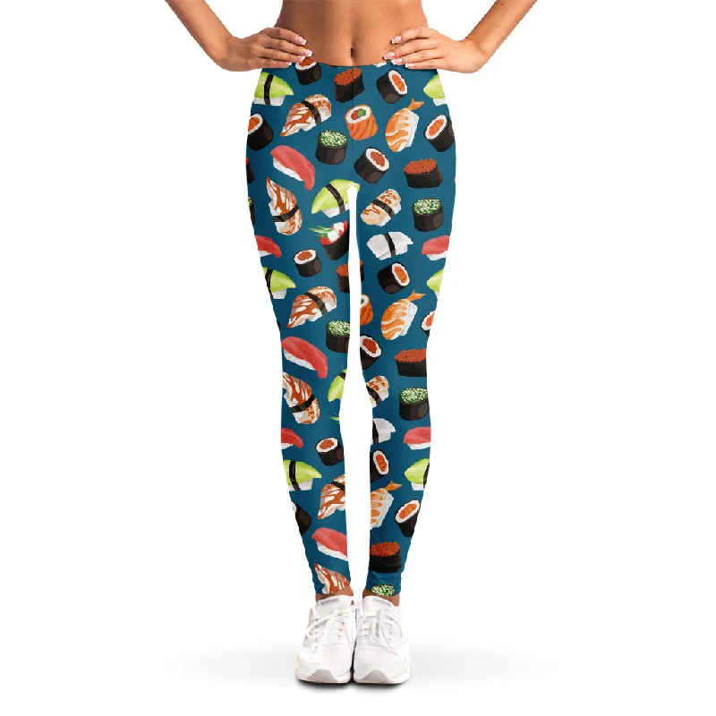 Colorful Sushi Pattern Print Women's Leggings