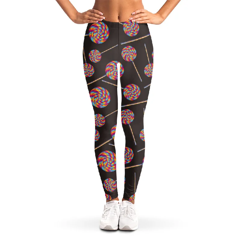 Colorful Swirl Lollipop Pattern Print Women's Leggings