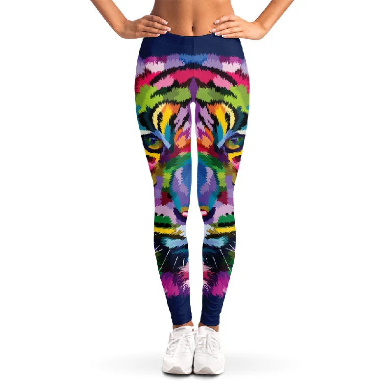 Colorful Tiger Portrait Print Women's Leggings