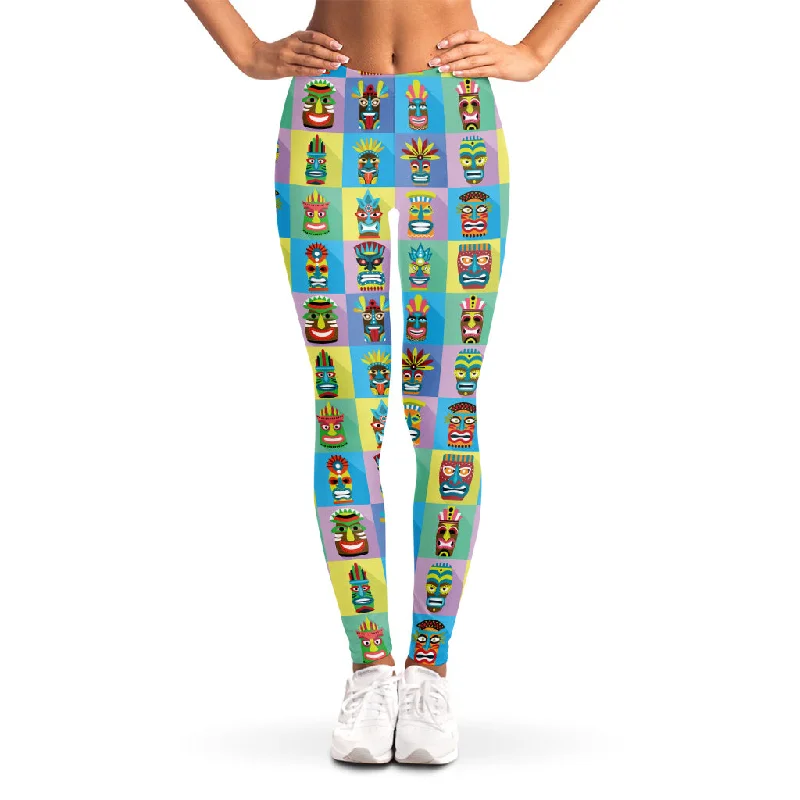 Colorful Tiki Pattern Print Women's Leggings