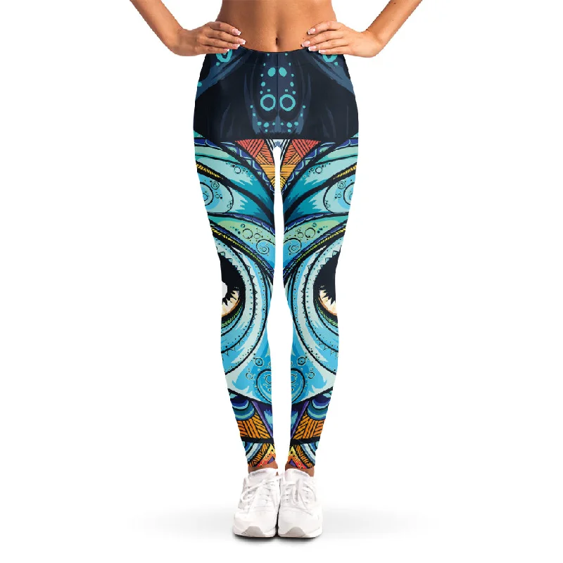 Colorful Tribal Owl Print Women's Leggings