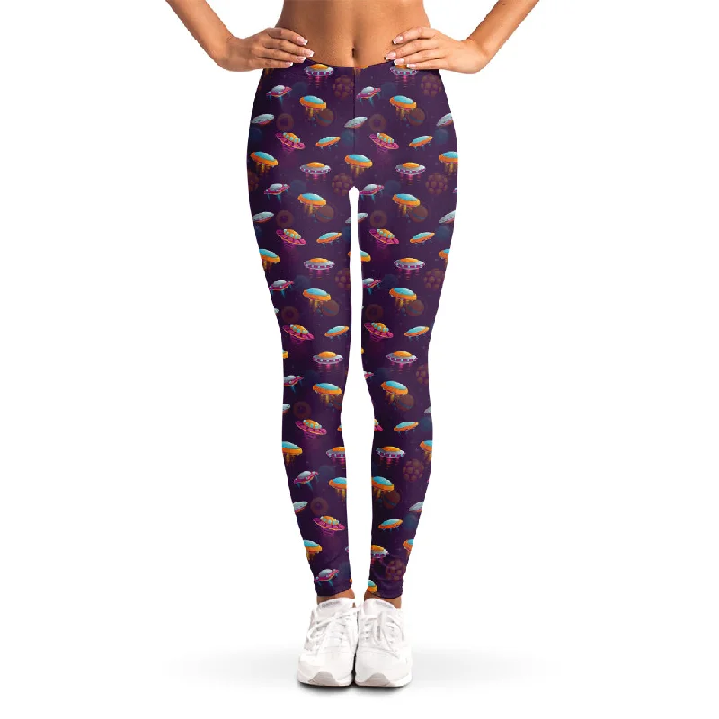 Colorful UFO Pattern Print Women's Leggings