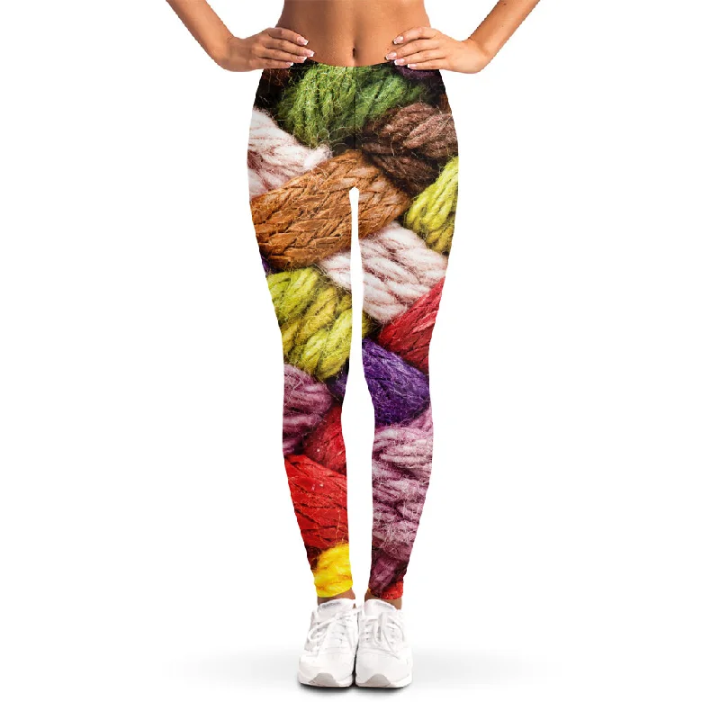 Colorful Wool Yarns Print Women's Leggings