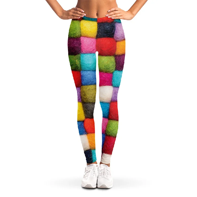 Colorful Yarn Balls Print Women's Leggings